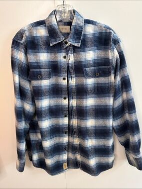 Jachs Blue & White Plaid Flannel Button-Front Shirt